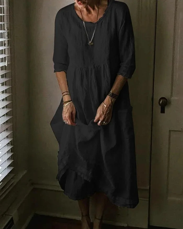 BW | vestido plus size em algodão e linho para senhora